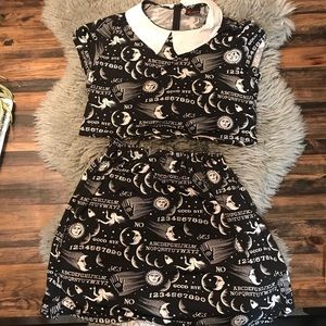 Ouija board printed top and skirt